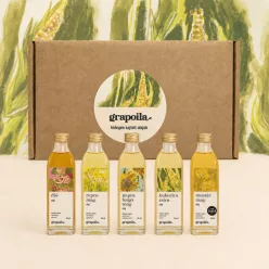   Selection box / cold-pressed oils for cooking and baking (walnut, rapeseed, sunflower seed, paprika seed, corn-germ, mustard seed oil), 6x40 ml