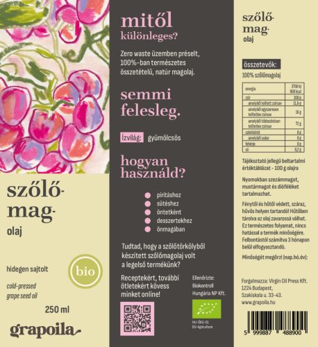 Szőlőmagolaj BIO 250 ml