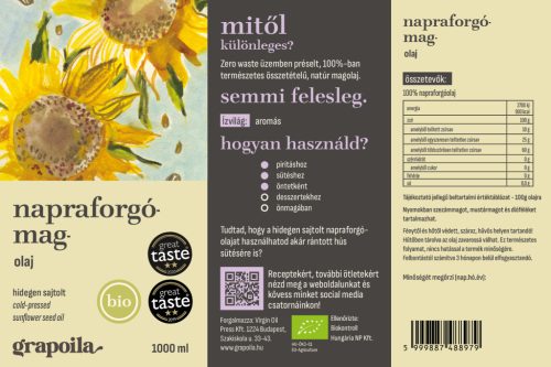 Napraforgóolaj BIO 1000 ml