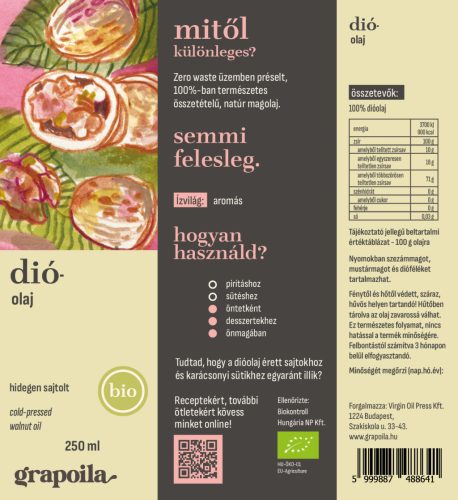 Dióolaj BIO 250 ml