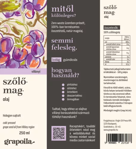 Grapeseed Oil 250 ml from Villány