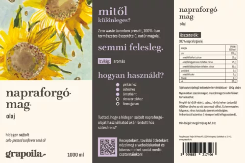 Sunflower seed oil 1000 ml PET