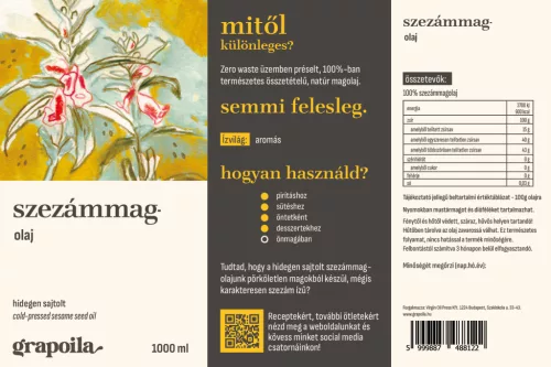 Szezámmagolaj 1000 ml PET