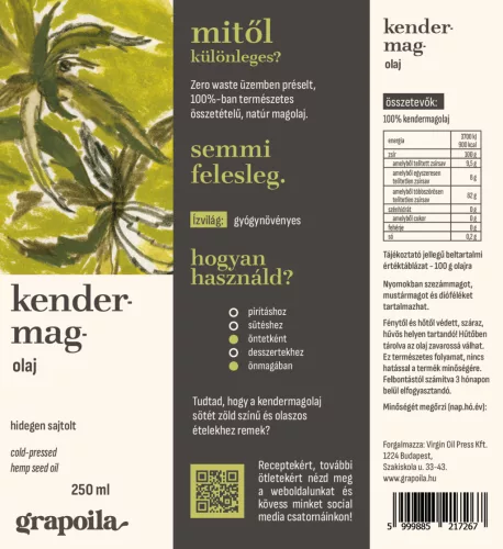 Kendermagolaj 250 ml