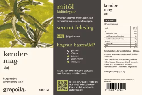 Hemp seed oil 1000 ml PET